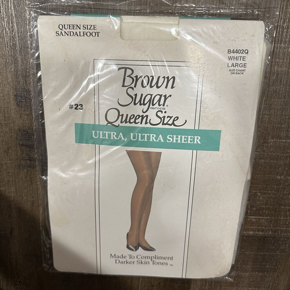 Vintage Leggs Brown Sugar Pantyhose White Size L Ultra Ultra Sheer Queen 200-220